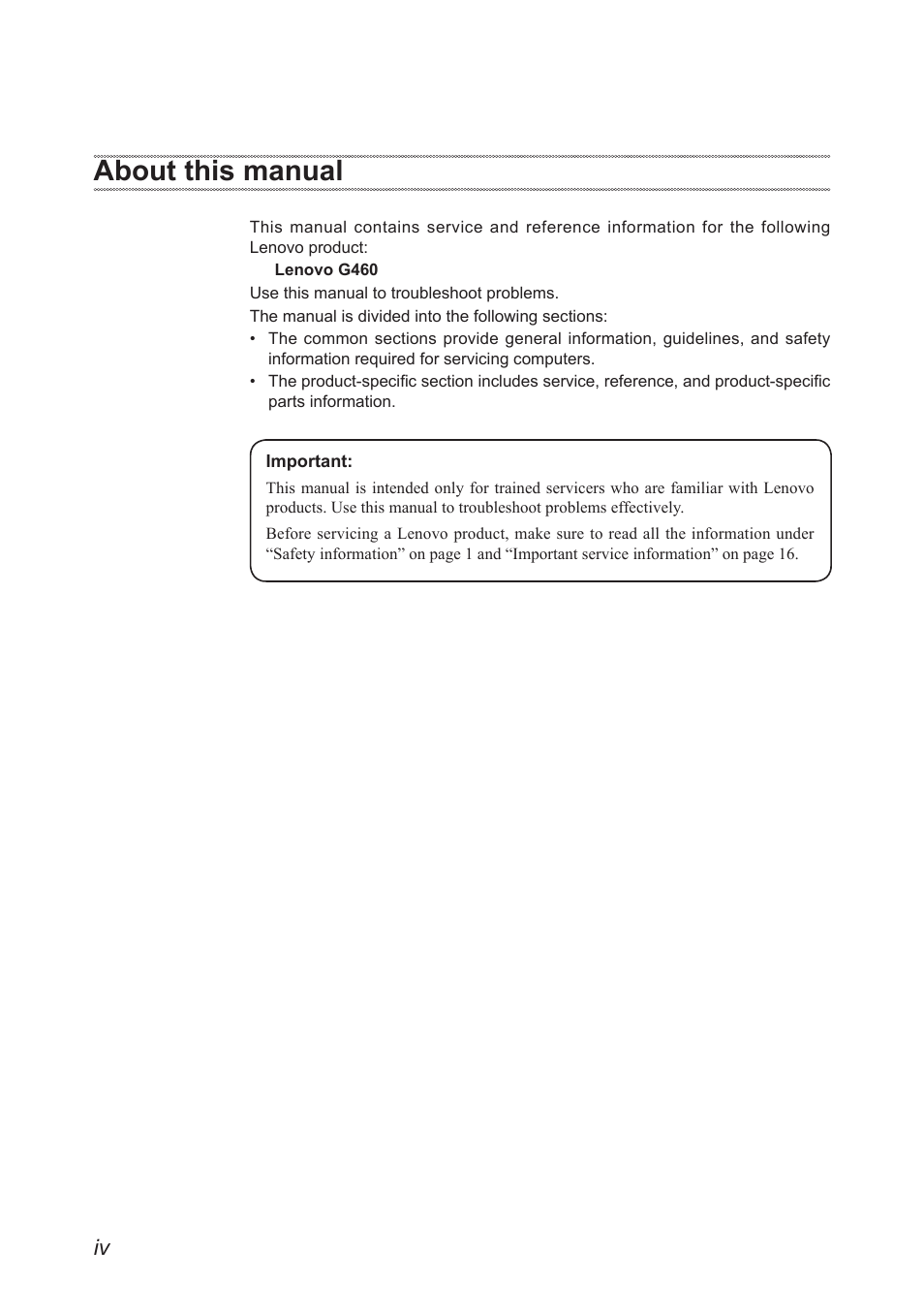 About this manual | Lenovo G460 Notebook User Manual | Page 4 / 91