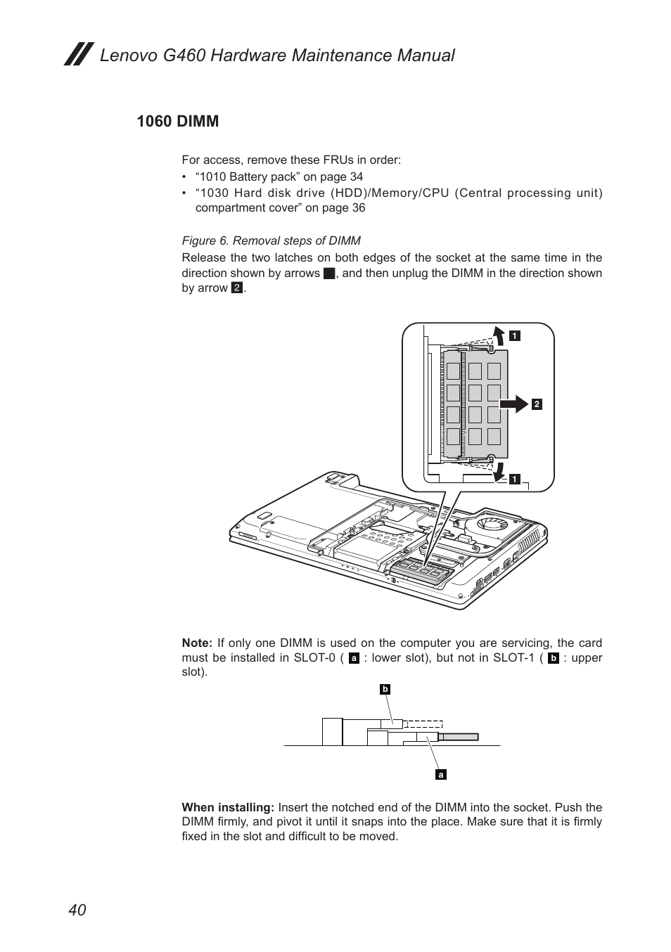 1060 dimm, Lenovo g460 hardware maintenance manual | Lenovo G460 Notebook User Manual | Page 44 / 91