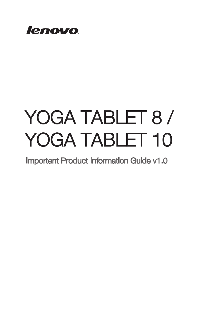 Lenovo Yoga Tablet 8 B6000 User Manual | 21 pages