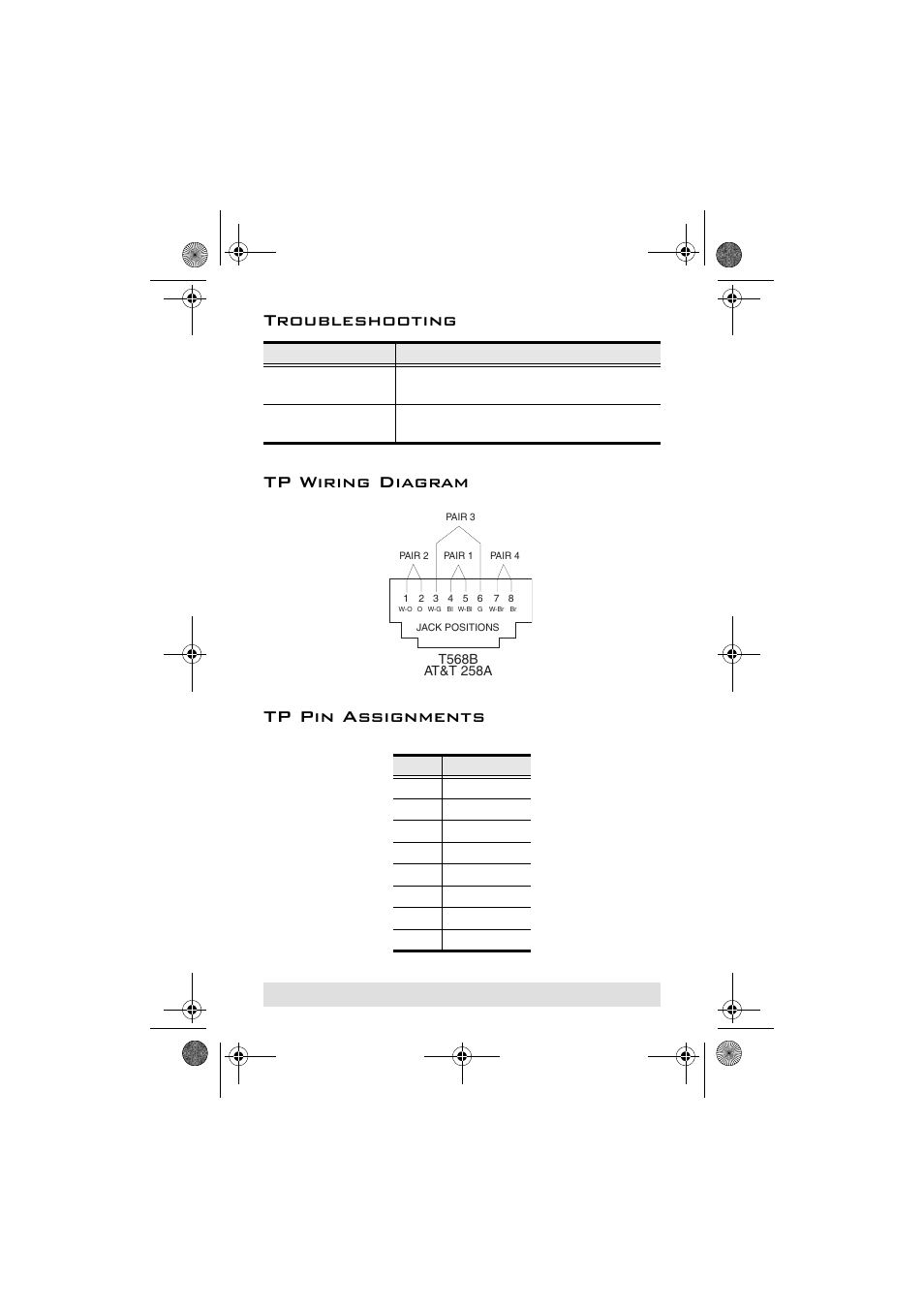 Troubleshooting, Tp wiring diagram, Tp pin assignments | ATEN CE-220L User Manual | Page 12 / 14