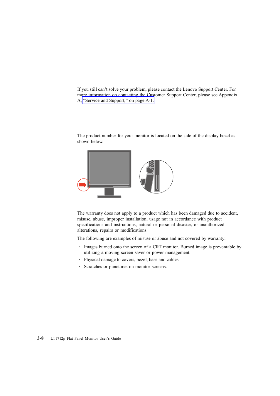 Getting further help, Service information, Product numbers | Customer responsibilities | Lenovo ThinkVision LT1712p Monitor User Manual | Page 29 / 39