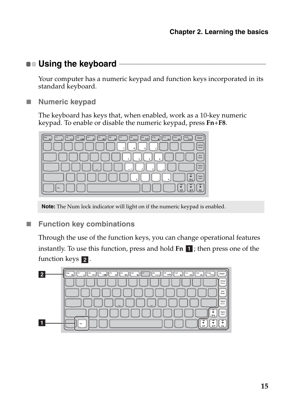 Using the keyboard | Lenovo IdeaPad Z360 User Manual | Page 19 / 68