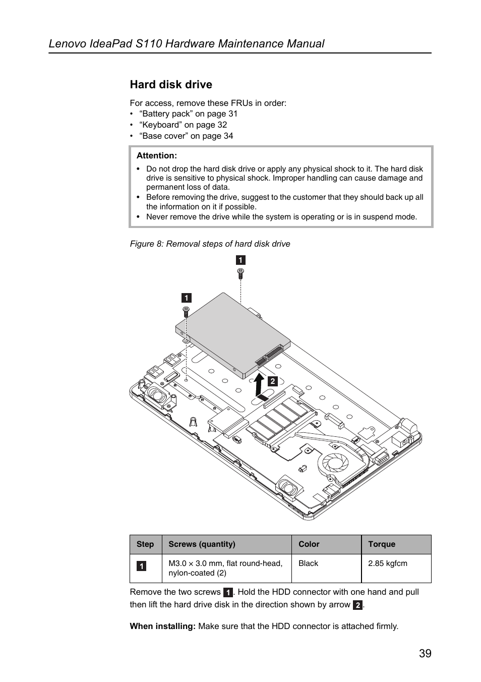 Hard disk drive | Lenovo IdeaPad S110 User Manual | Page 43 / 86