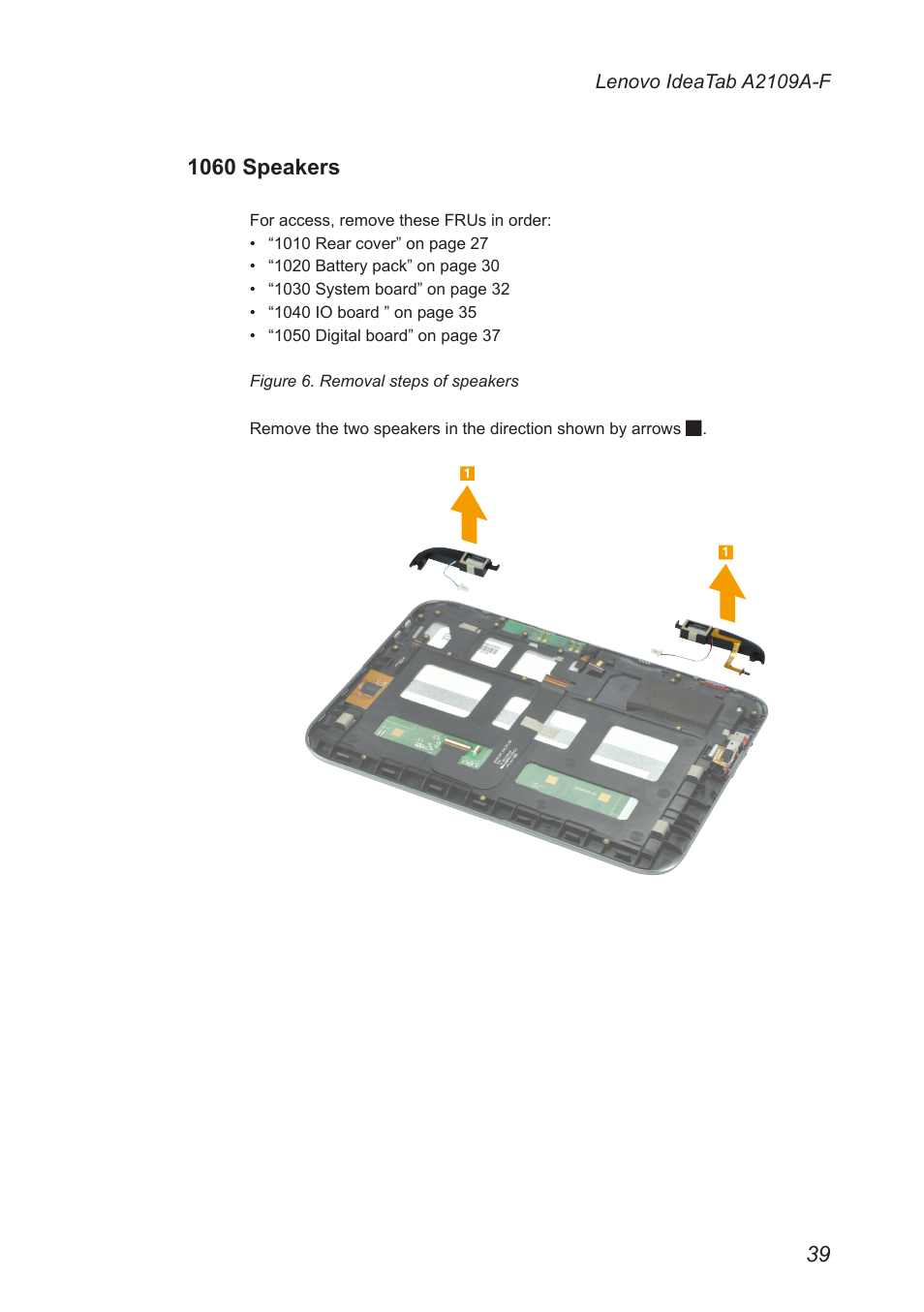 1060 speakers | Lenovo A2109 Tablet User Manual | Page 43 / 57