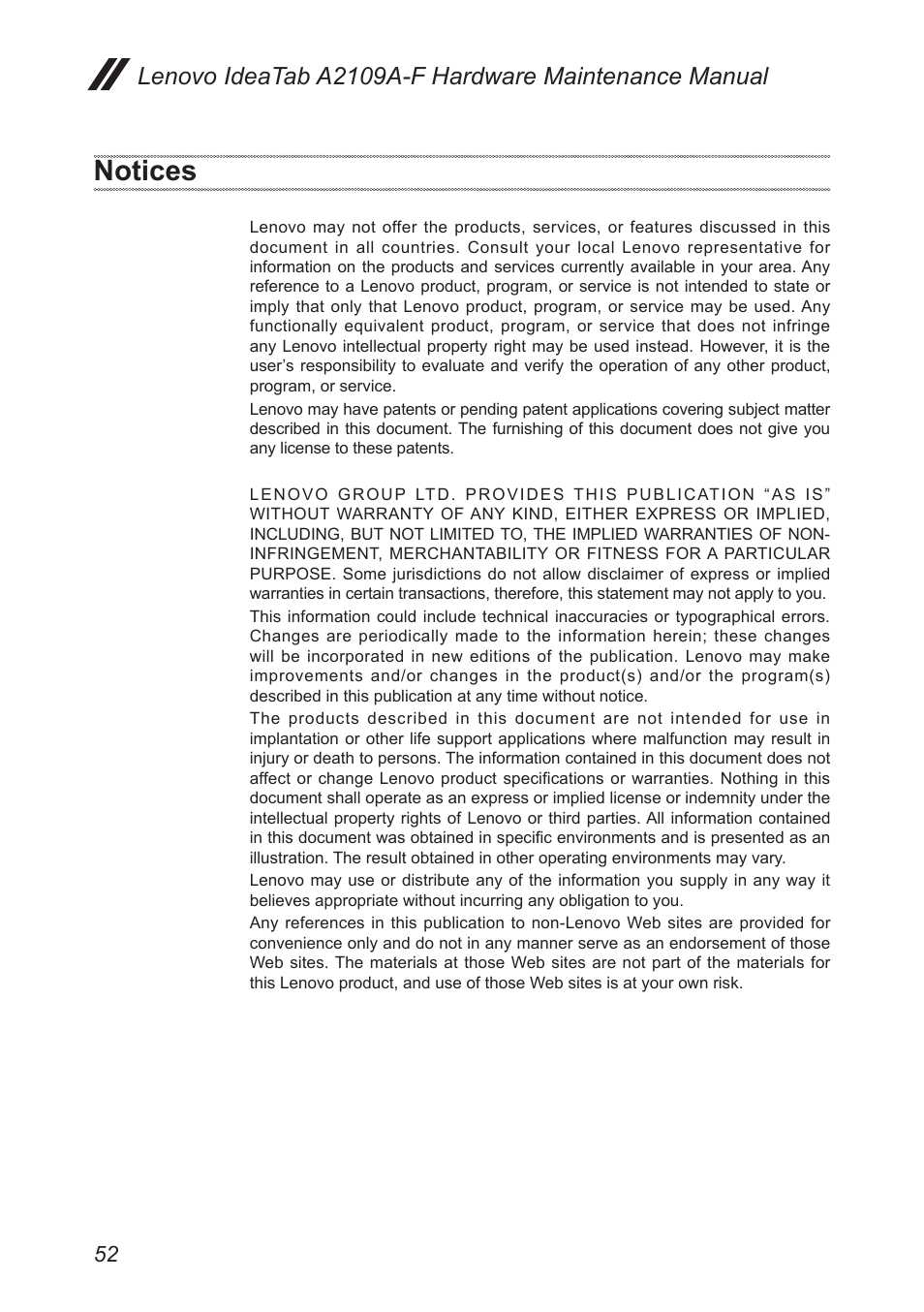 Notices | Lenovo A2109 Tablet User Manual | Page 56 / 57