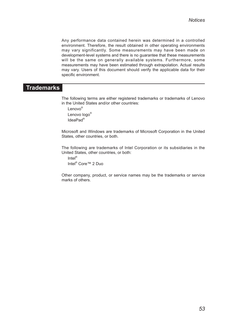 Trademarks, Notices | Lenovo A2109 Tablet User Manual | Page 57 / 57