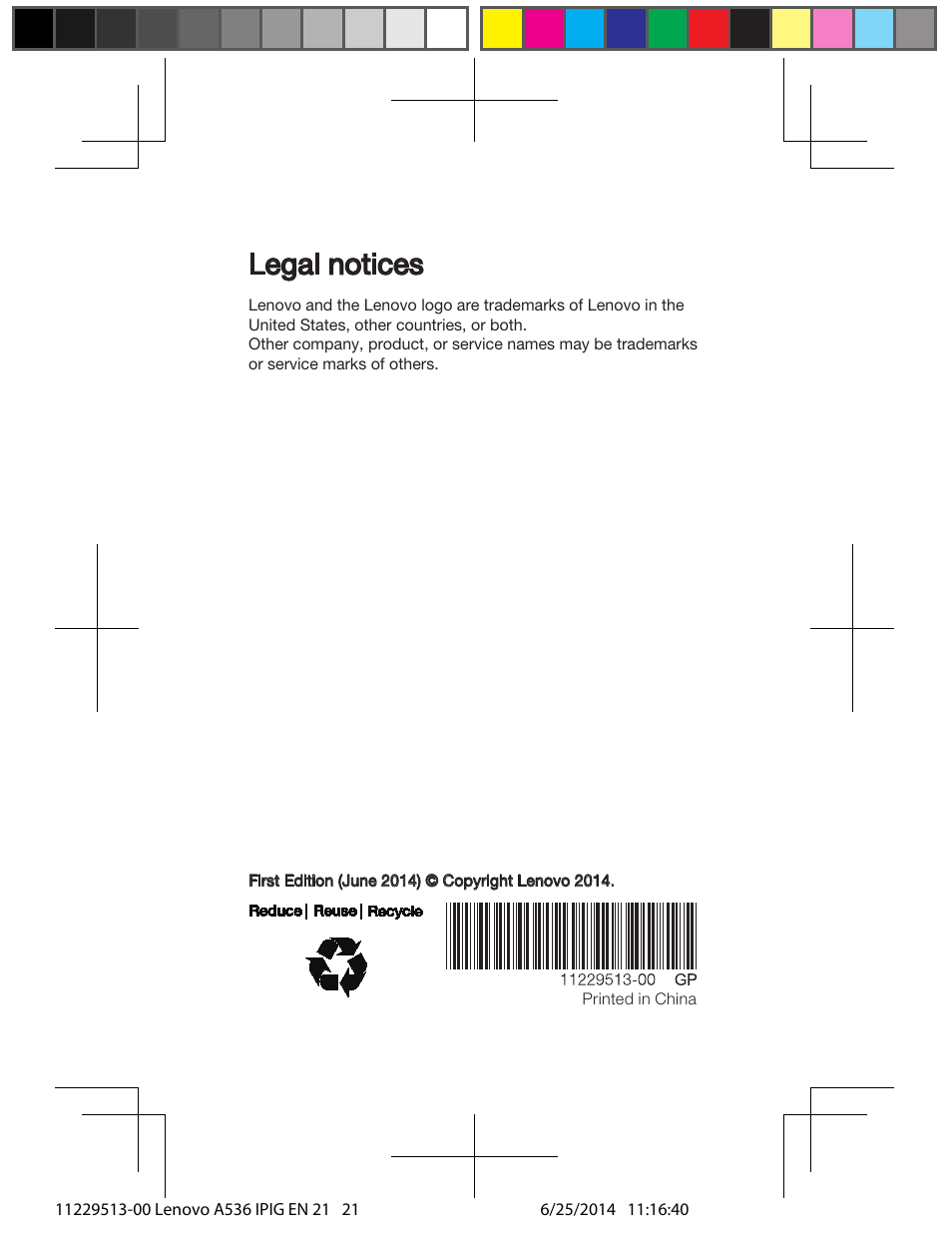 Legal notices | Lenovo A536 Smartphone User Manual | Page 20 / 20