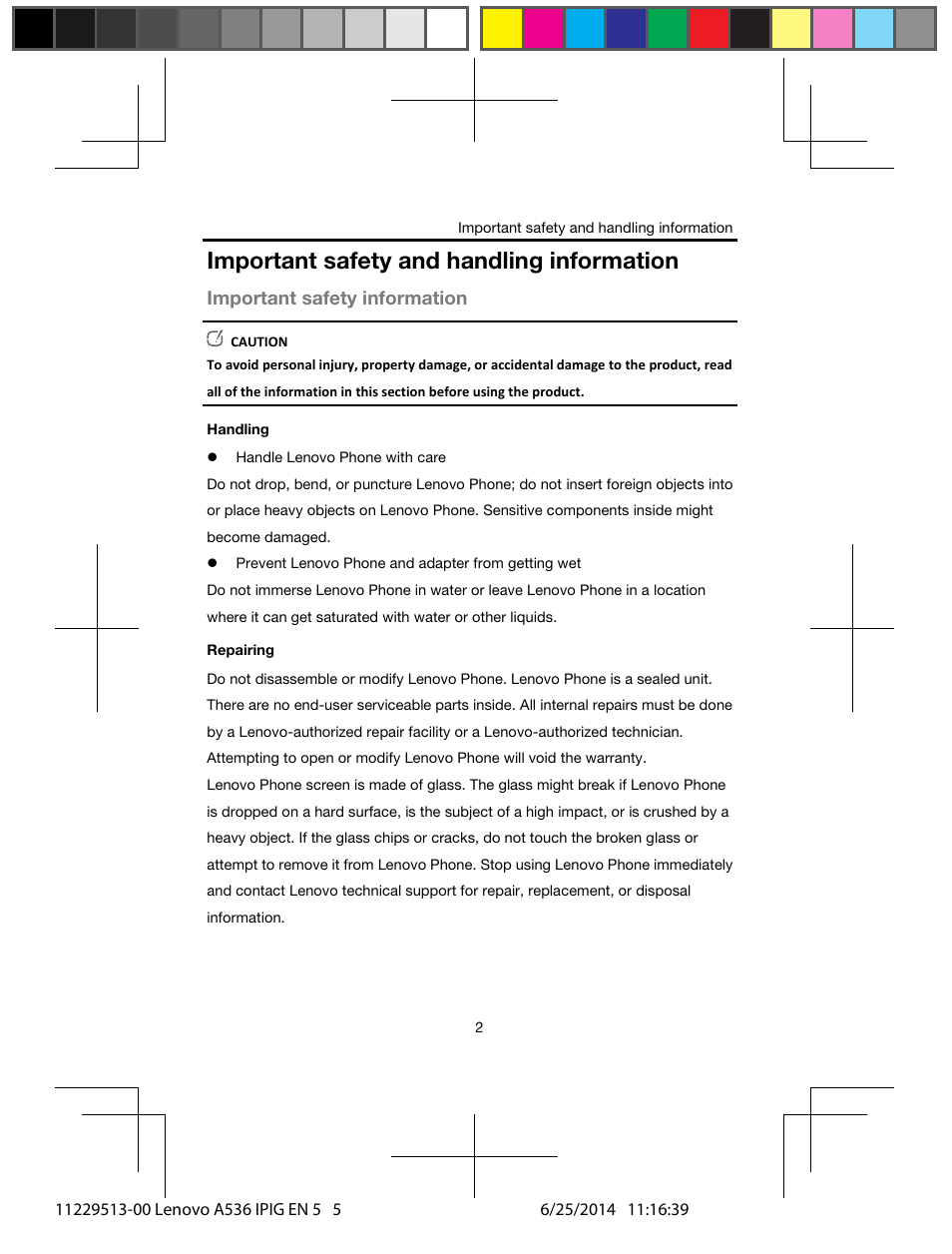 Important safety and handling information, Important safety information | Lenovo A536 Smartphone User Manual | Page 4 / 20