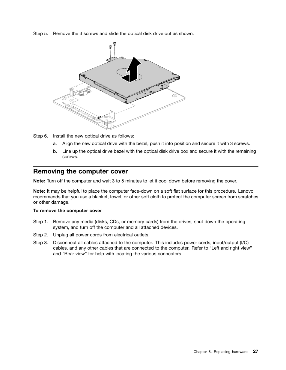 Removing the computer cover | Lenovo IdeaCentre Q190 Desktop User Manual | Page 33 / 49