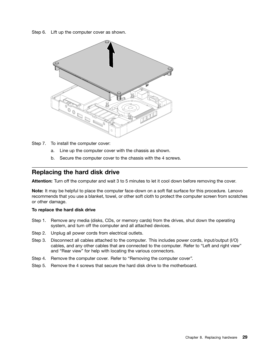 Replacing the hard disk drive | Lenovo IdeaCentre Q190 Desktop User Manual | Page 35 / 49