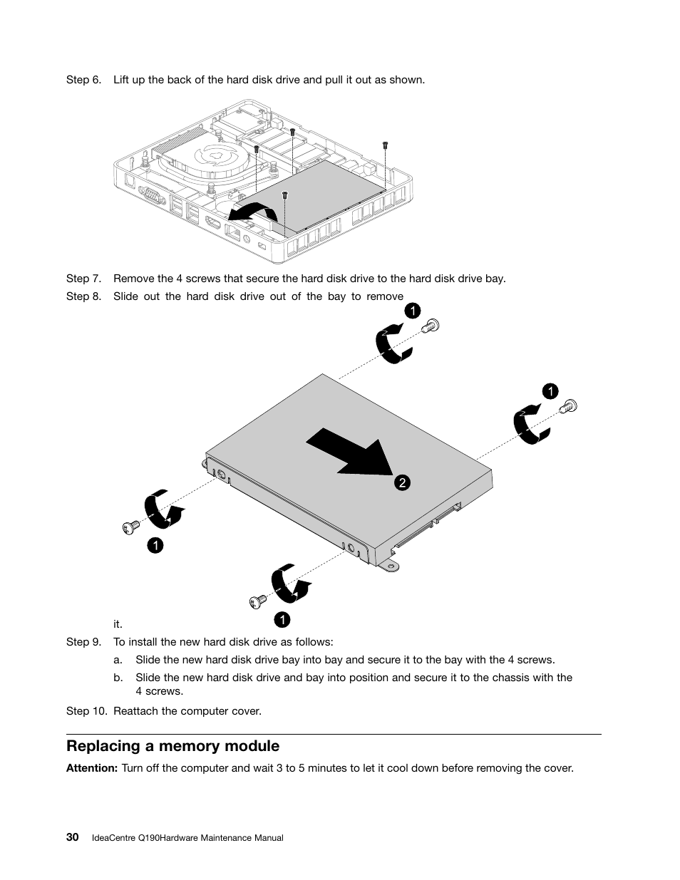 Replacing a memory module | Lenovo IdeaCentre Q190 Desktop User Manual | Page 36 / 49
