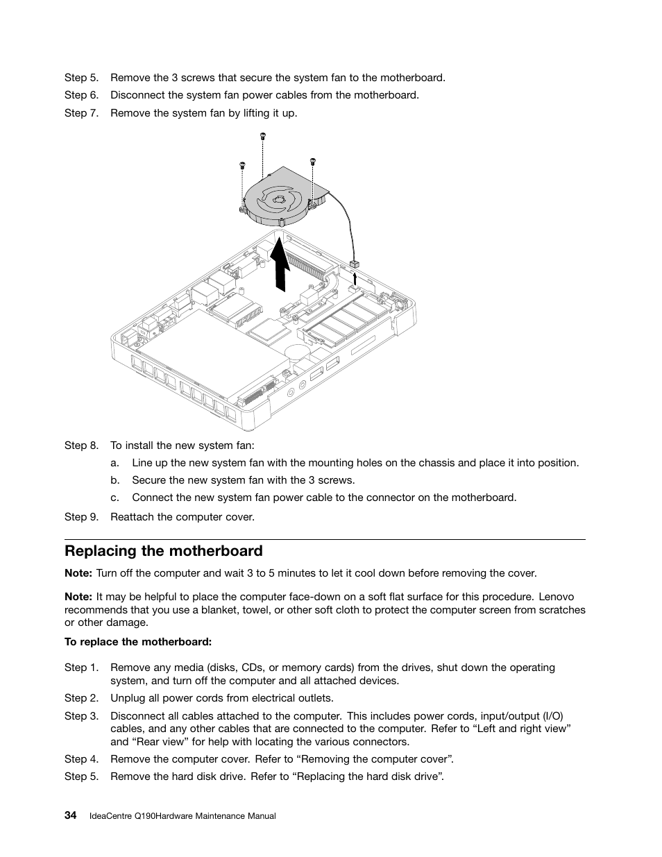 Replacing the motherboard | Lenovo IdeaCentre Q190 Desktop User Manual | Page 40 / 49