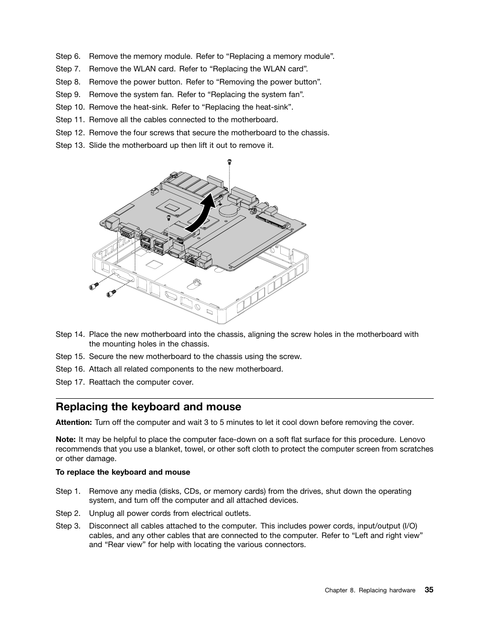 Replacing the keyboard and mouse | Lenovo IdeaCentre Q190 Desktop User Manual | Page 41 / 49