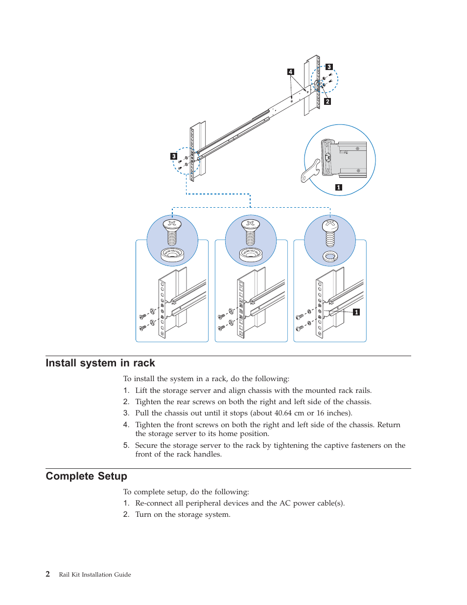 Install system in rack, Complete setup, Install | System, Rack, Complete, Setup | Lenovo Secure Managed Client User Manual | Page 10 / 12