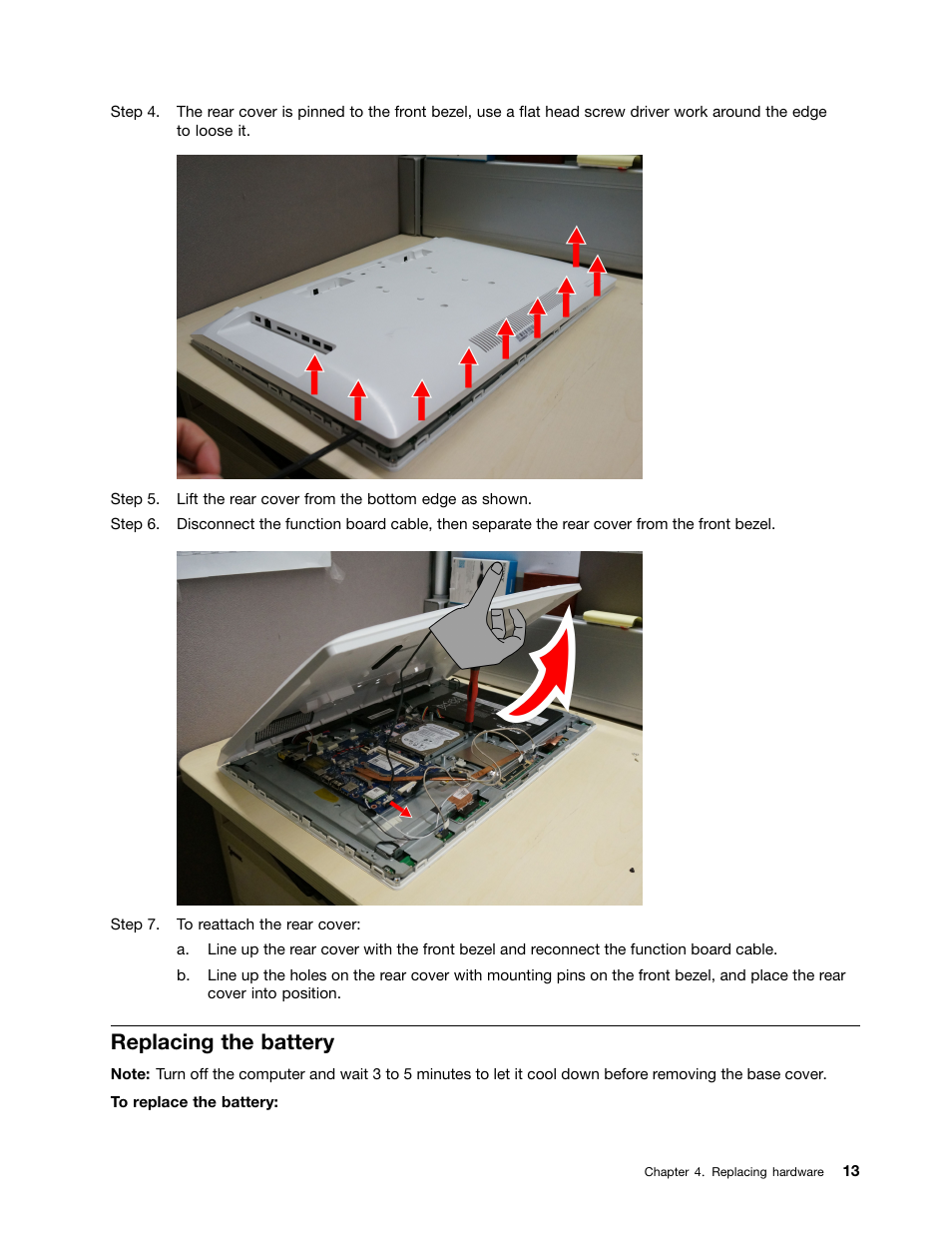 Replacing the battery | Lenovo N300 All-In-One Lenovo User Manual | Page 19 / 30