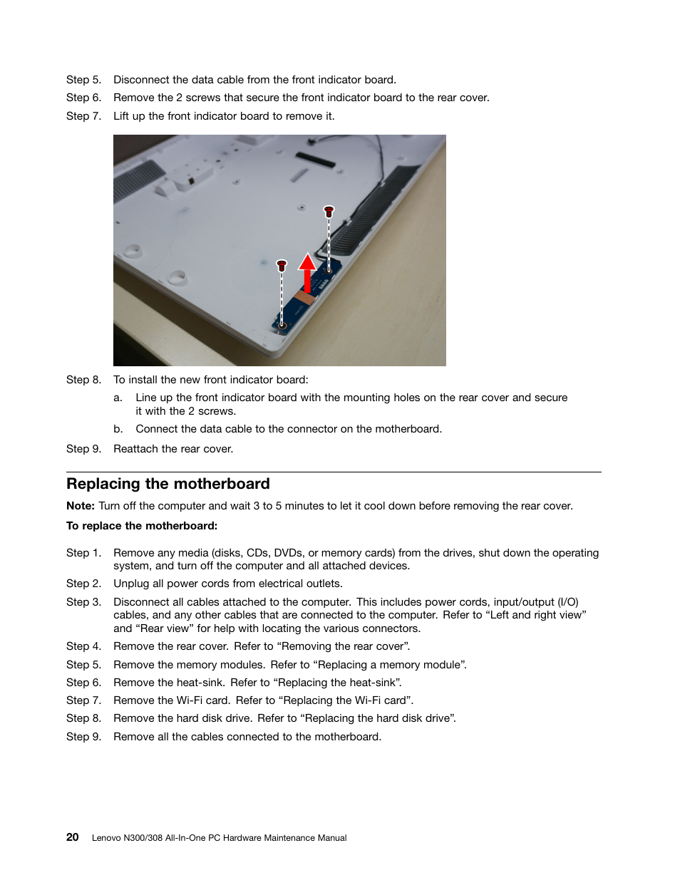 Replacing the motherboard | Lenovo N300 All-In-One Lenovo User Manual | Page 26 / 30