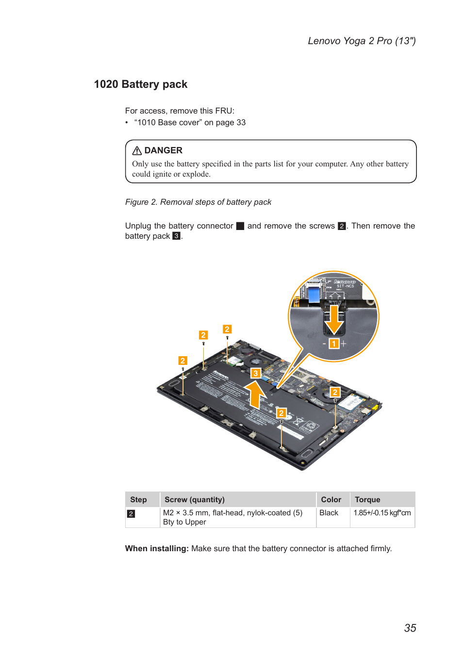 1020 battery pack | Lenovo Yoga 2 Pro Lenovo User Manual | Page 39 / 76