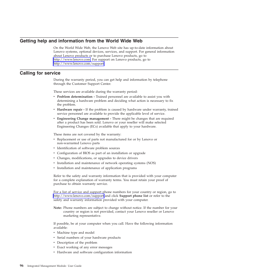 Calling for service | Lenovo ThinkServer TD200 User Manual | Page 102 / 120