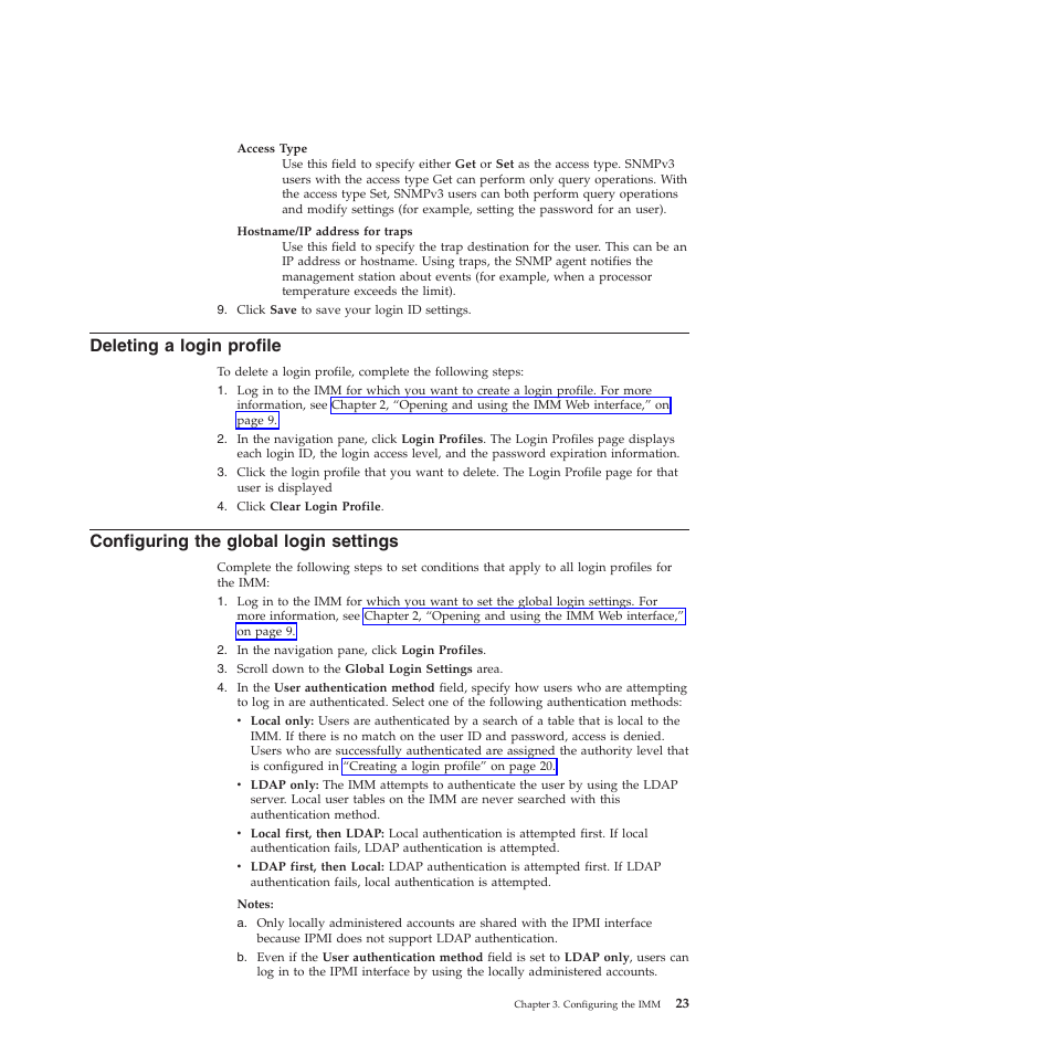 Deleting a login profile, Configuring the global login settings | Lenovo ThinkServer TD200 User Manual | Page 29 / 120