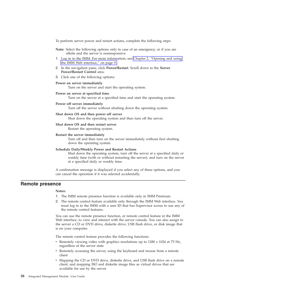 Remote presence | Lenovo ThinkServer TD200 User Manual | Page 64 / 120