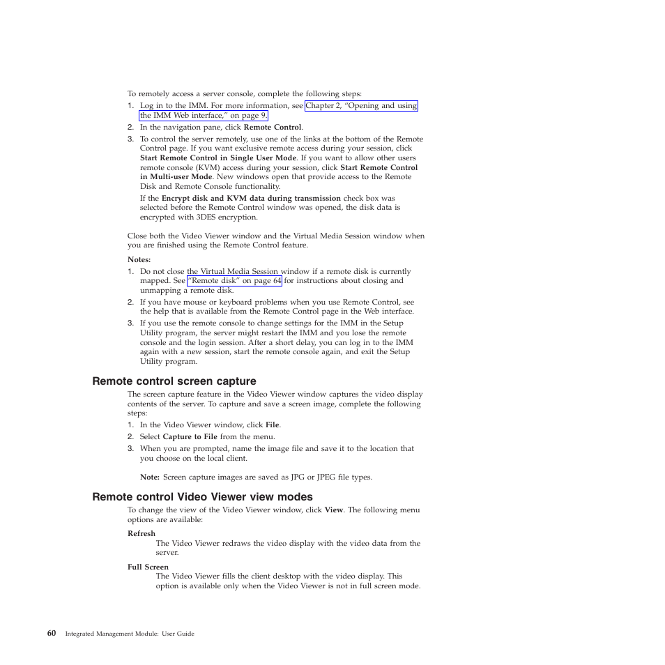 Remote control screen capture, Remote control video viewer view modes | Lenovo ThinkServer TD200 User Manual | Page 66 / 120