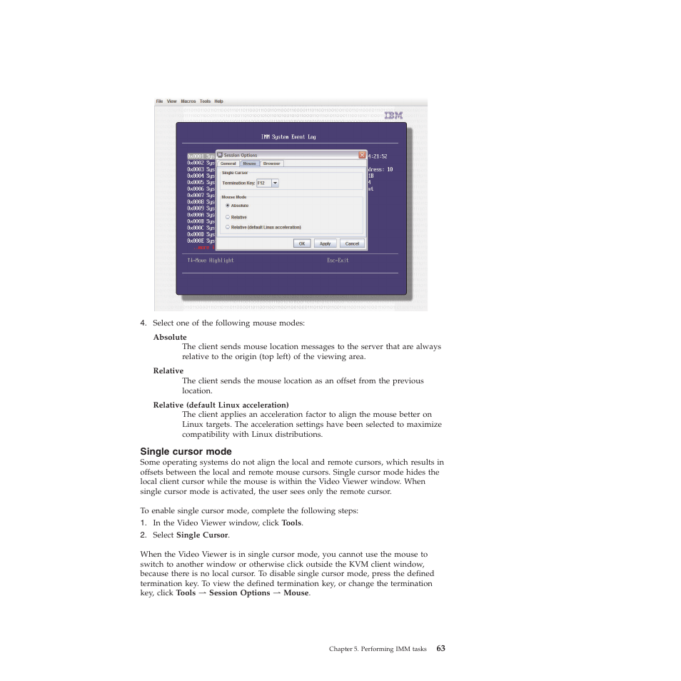 Single cursor mode | Lenovo ThinkServer TD200 User Manual | Page 69 / 120