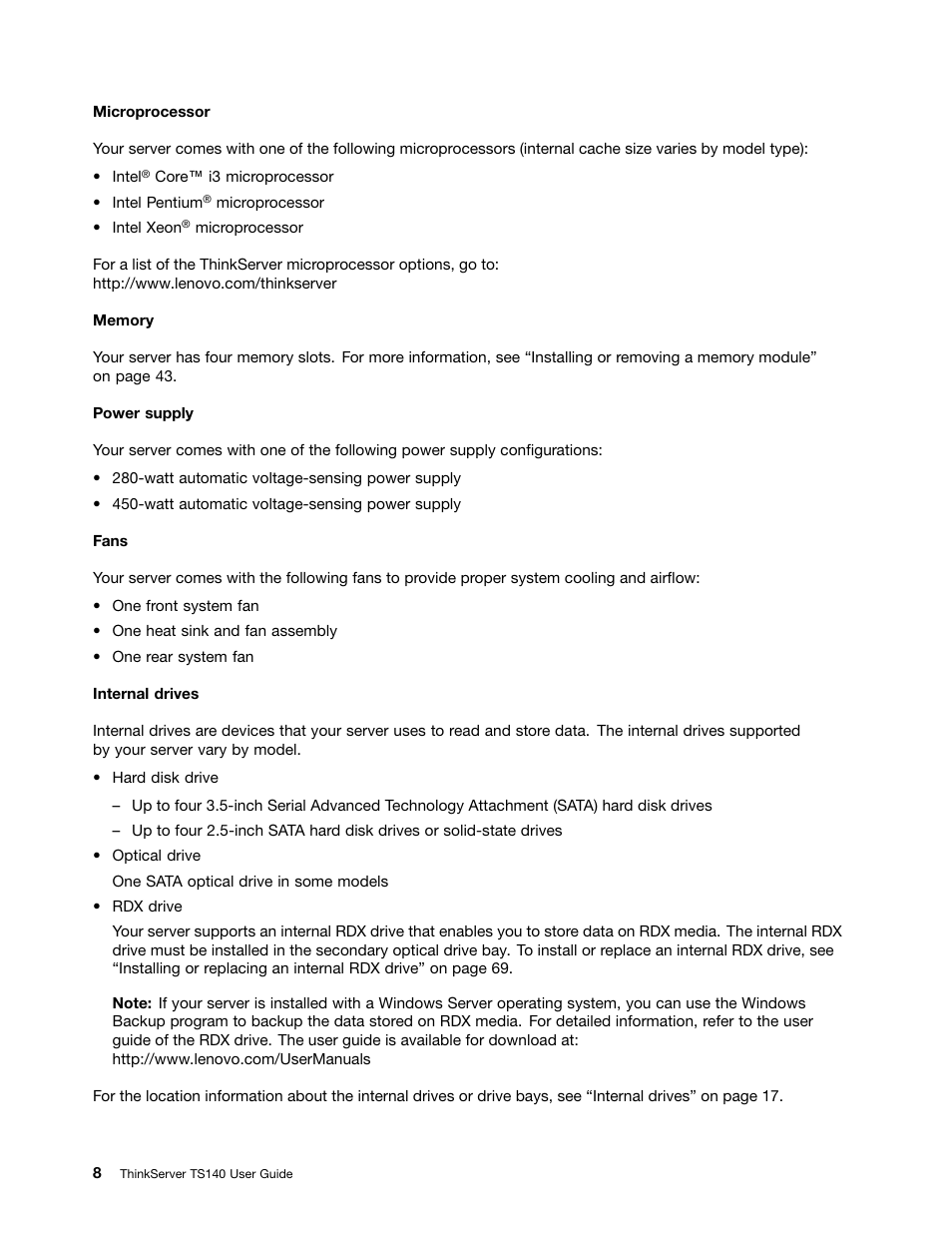 Lenovo ThinkServer TS140 User Manual | Page 20 / 124