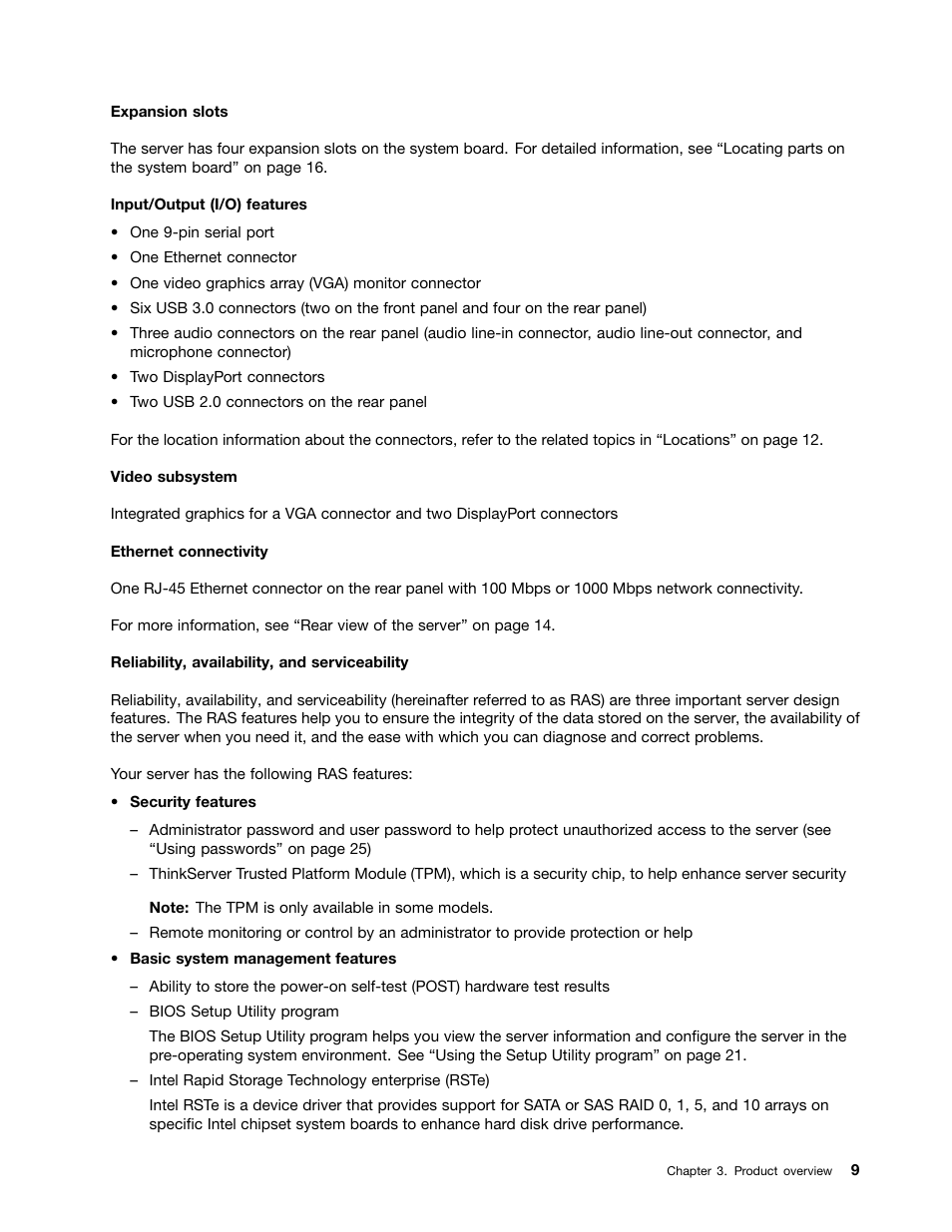 Lenovo ThinkServer TS140 User Manual | Page 21 / 124