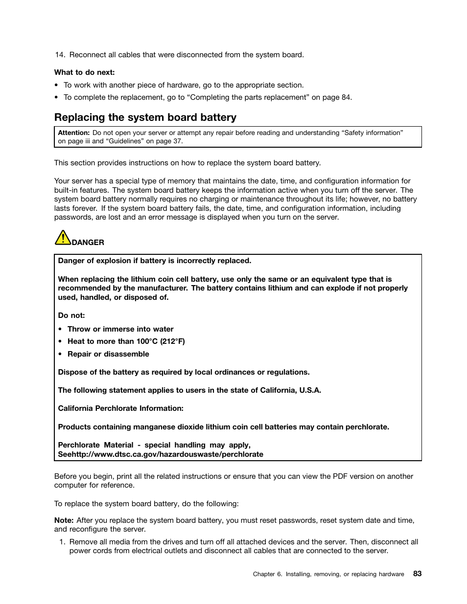 Replacing the system board battery | Lenovo ThinkServer TS140 User Manual | Page 95 / 124