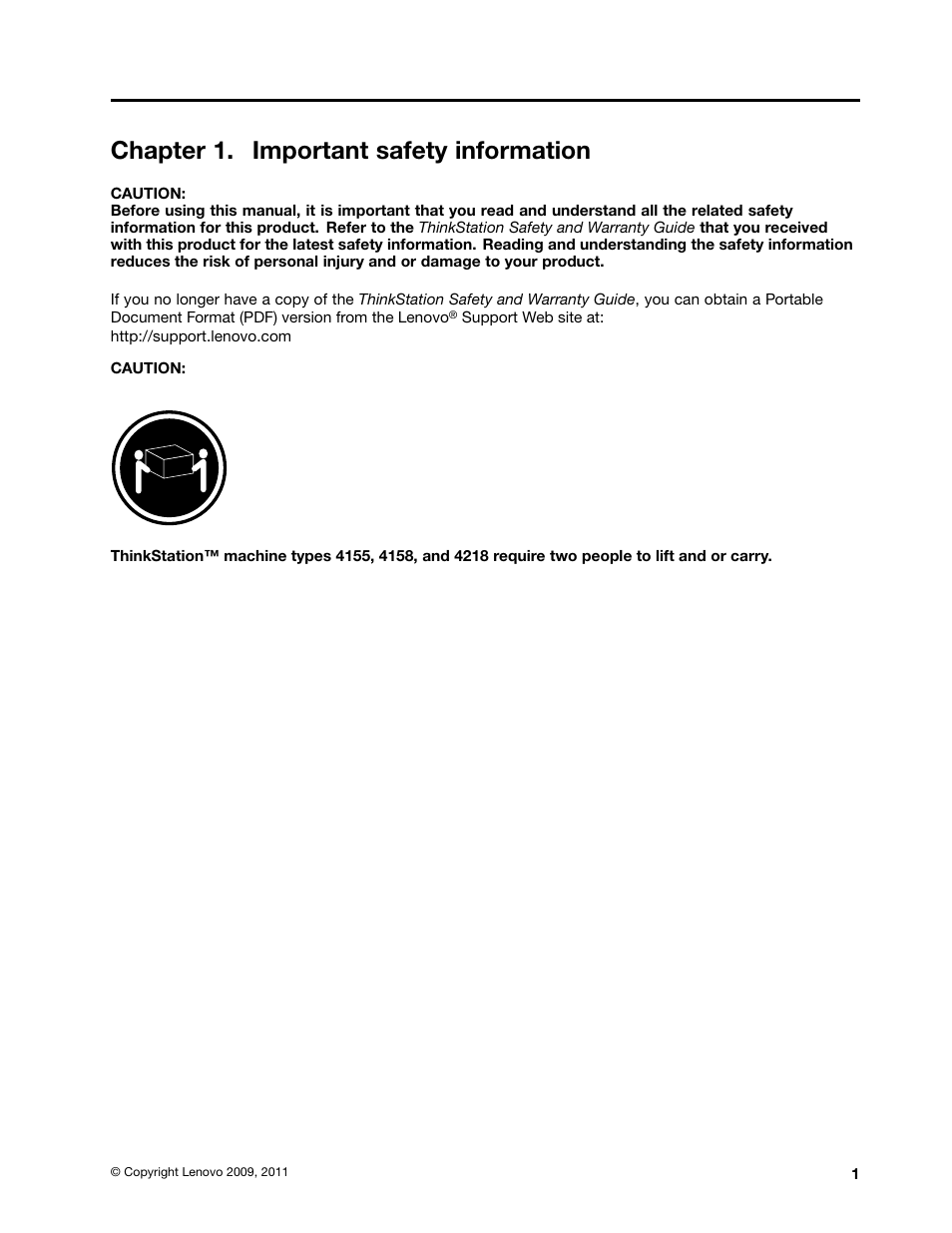 Chapter 1. important safety information | Lenovo ThinkStation D20 User Manual | Page 7 / 64