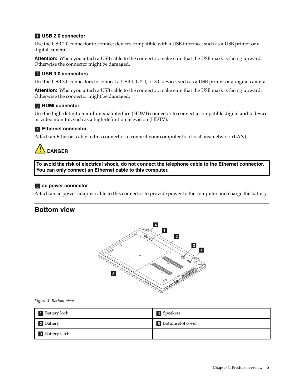 Bottom view | Lenovo K4450 Notebook User Manual | Page 19 / 56