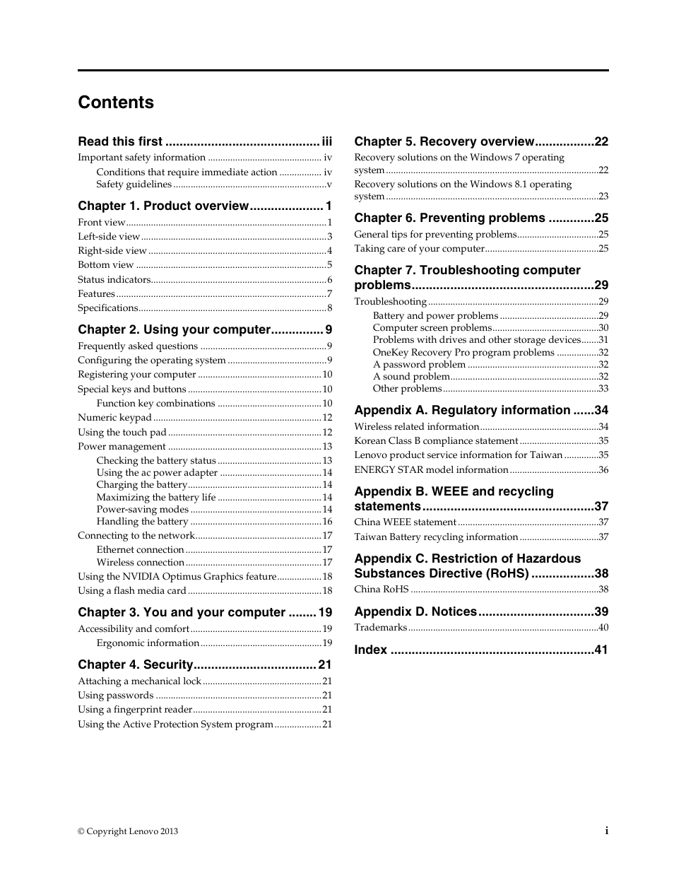 Lenovo K4450 Notebook User Manual | Page 3 / 56