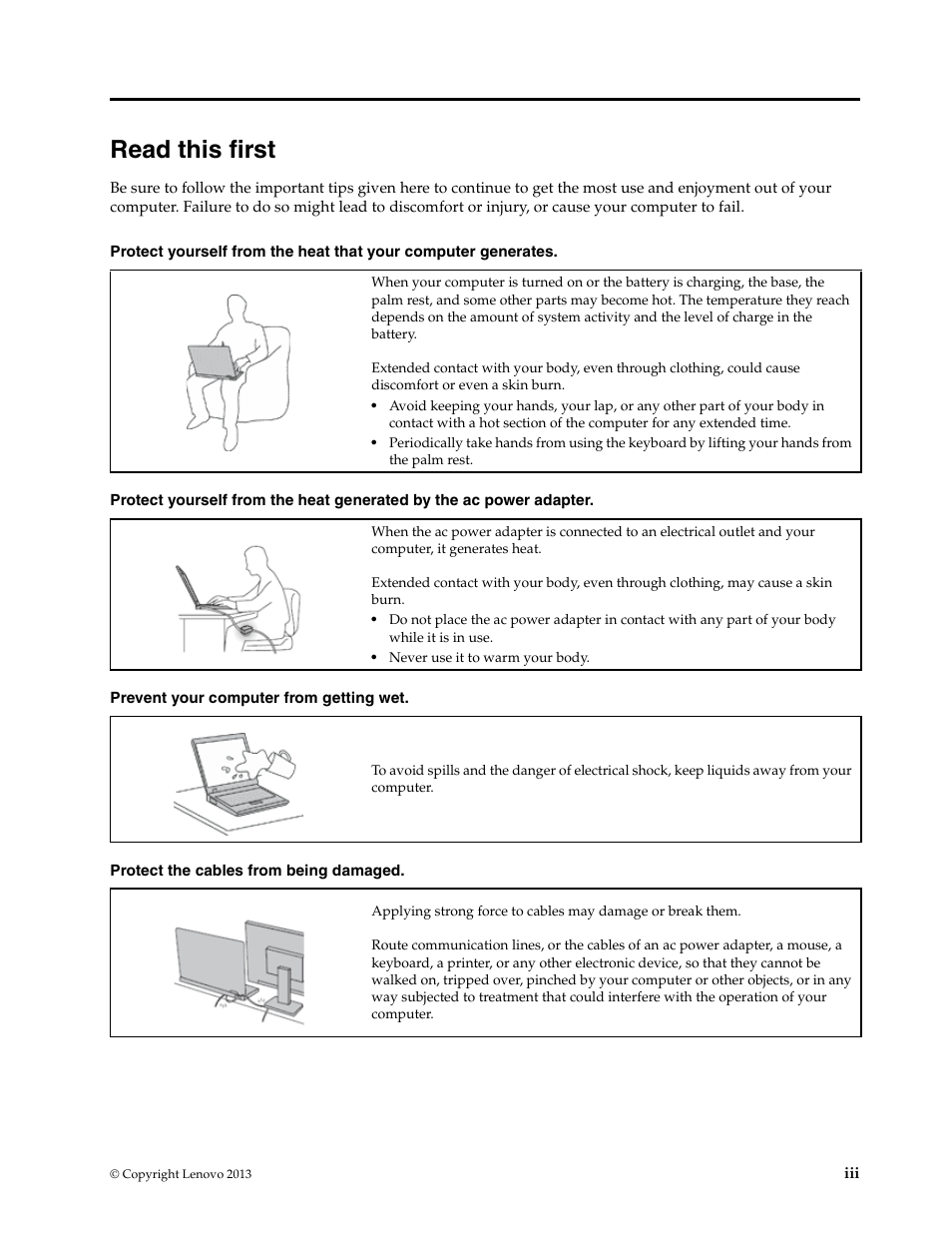 Read this first | Lenovo K4450 Notebook User Manual | Page 5 / 56