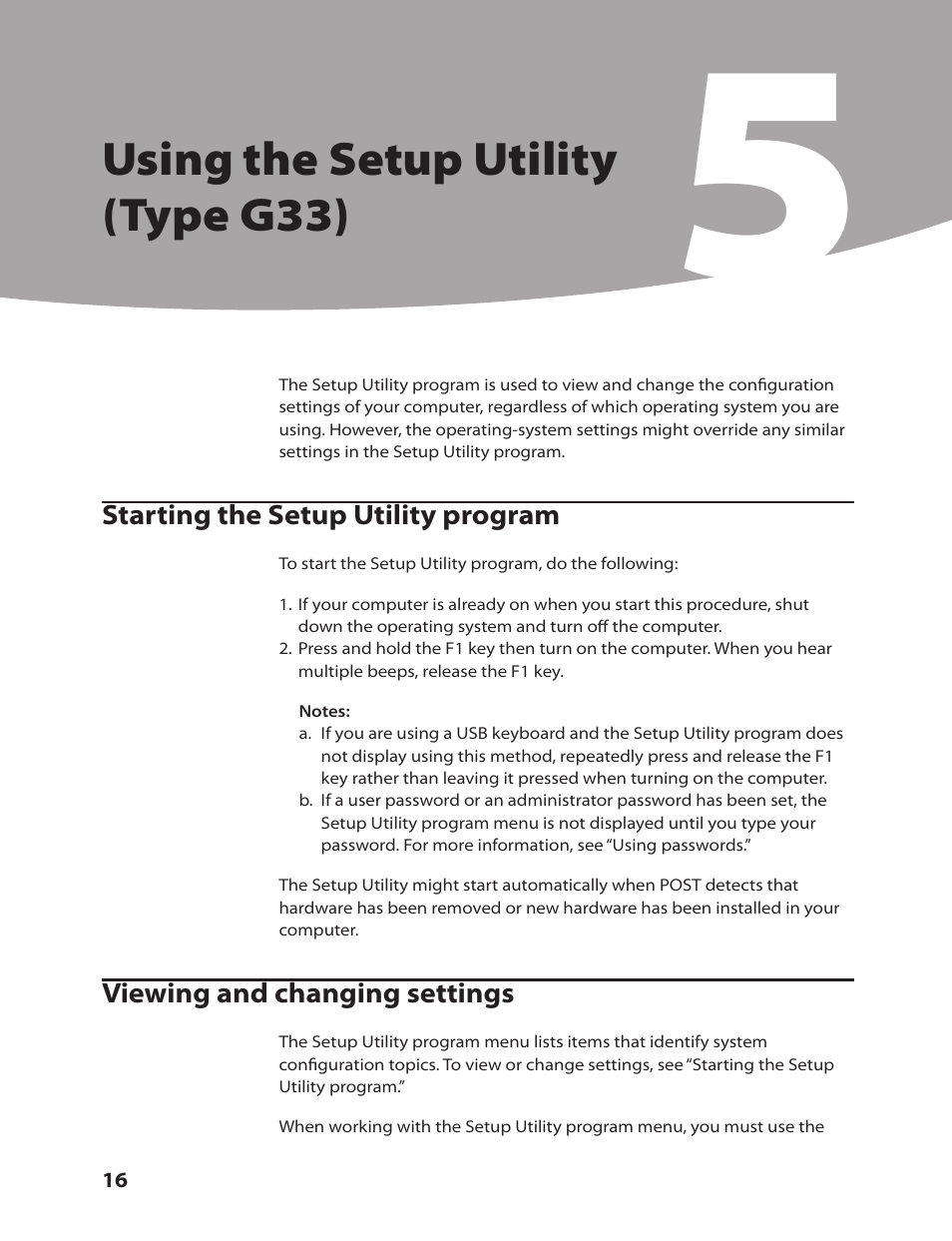 Using the setup utility (type g33) | Lenovo IdeaCentre K220 User Manual | Page 19 / 64