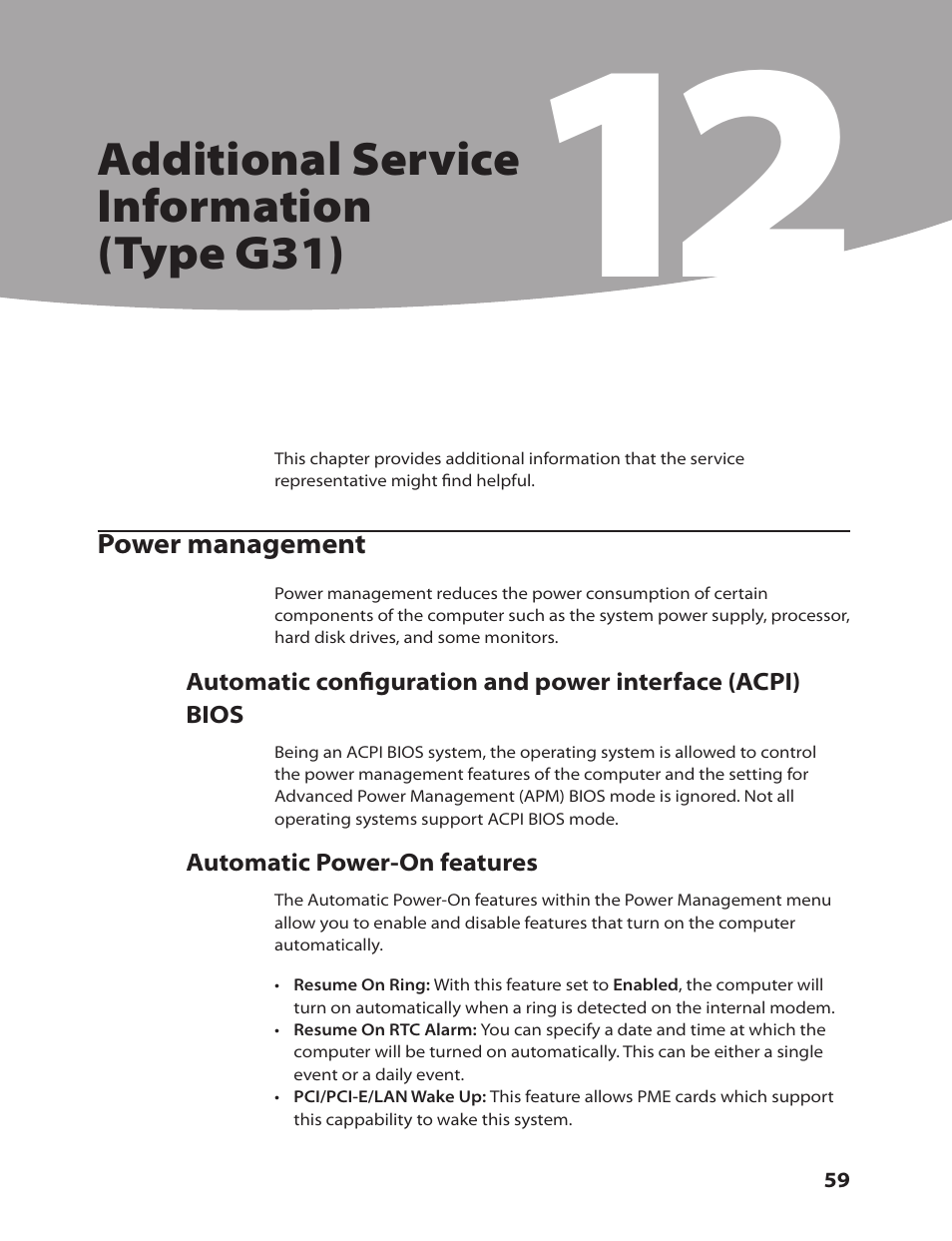 Additional service information (type g31) | Lenovo IdeaCentre K220 User Manual | Page 62 / 64