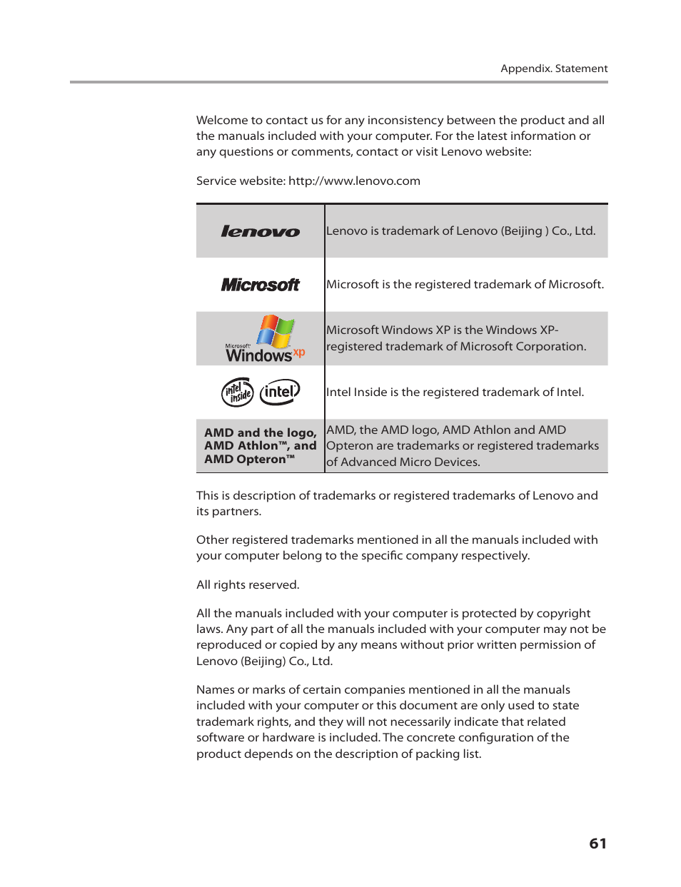 Lenovo IdeaCentre K220 User Manual | Page 64 / 64