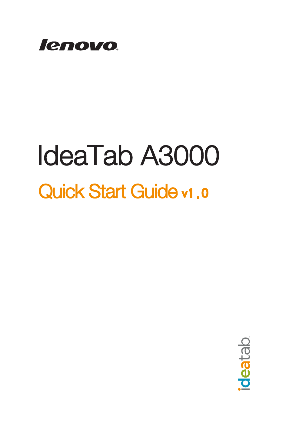 Lenovo A3000 Tablet User Manual | 12 pages