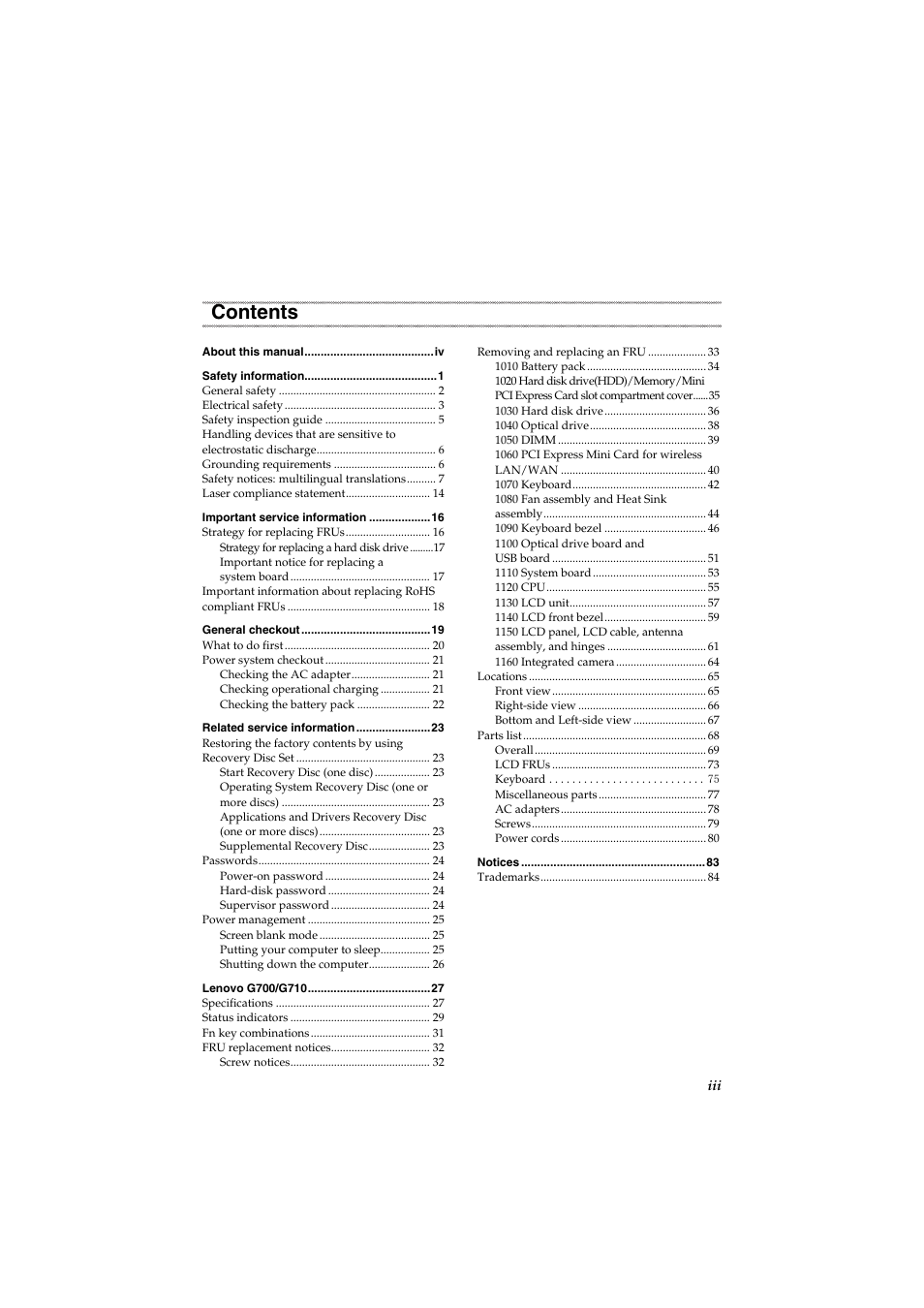 Lenovo G710 Notebook User Manual | Page 3 / 88