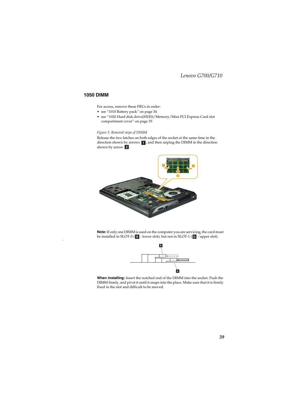 1050 dimm | Lenovo G710 Notebook User Manual | Page 43 / 88