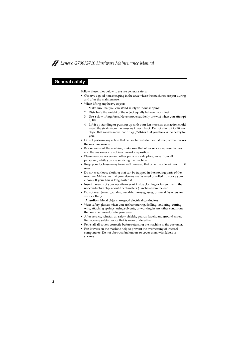 General safety | Lenovo G710 Notebook User Manual | Page 6 / 88