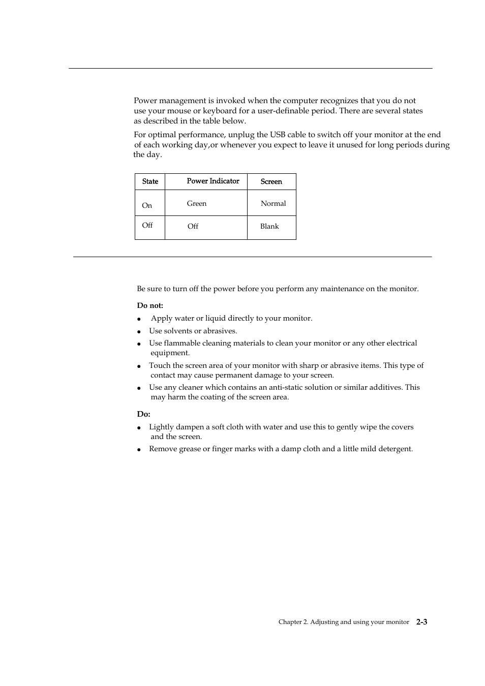 Understanding power management, Caring for your monitor | Lenovo LT1421 Wide Flat Panel Monitor User Manual | Page 13 / 34