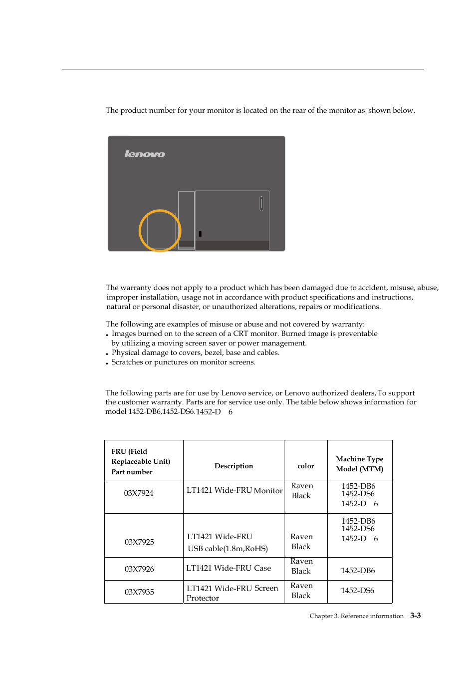 Service information, Service information product numbers, Customer responsibilities | Service parts | Lenovo LT1421 Wide Flat Panel Monitor User Manual | Page 16 / 34