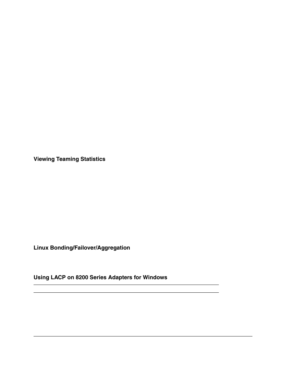 Deleting a team, Saving and restoring teaming configuration, Viewing teaming statistics | Linux bonding/failover/aggregation, Using lacp on 8200 series adapters for windows | Lenovo ThinkServer RD540 User Manual | Page 58 / 132