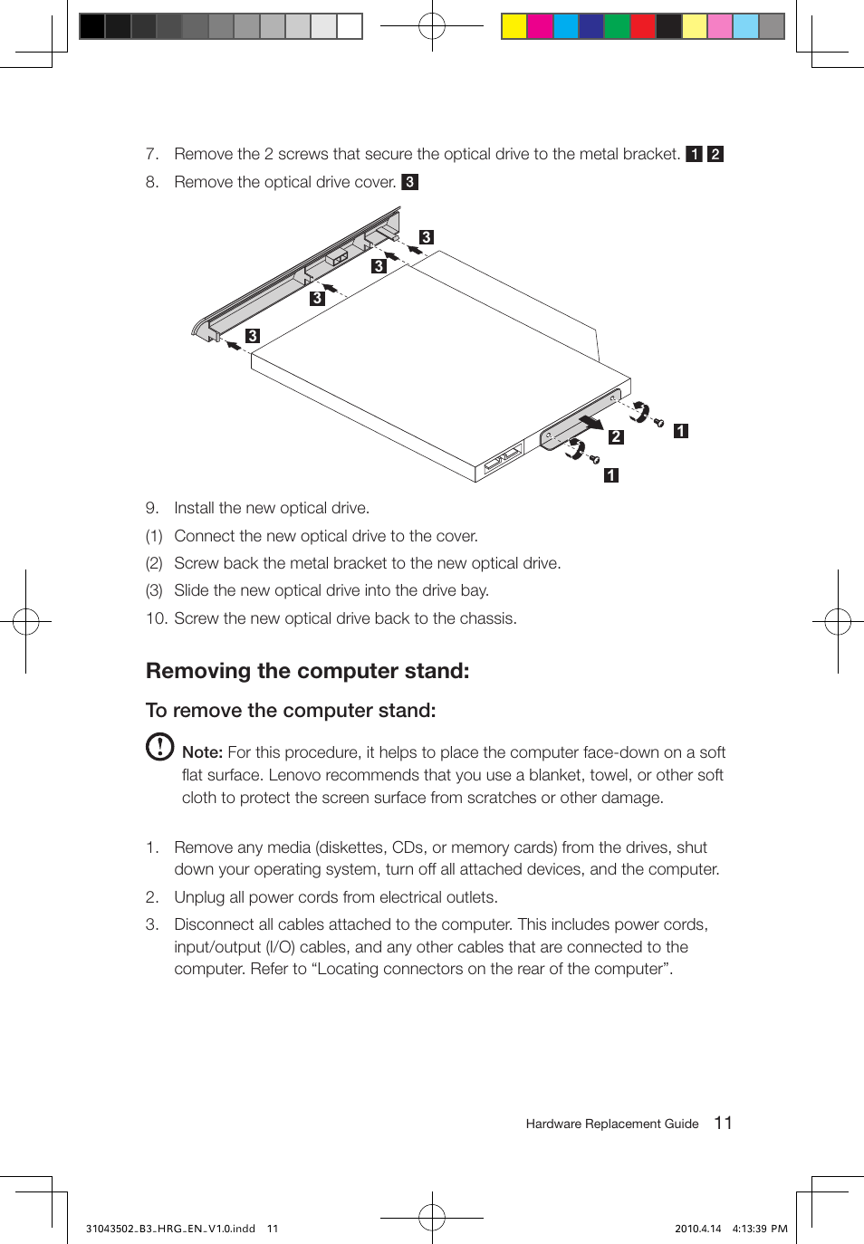 Removing the computer stand | Lenovo IdeaCentre B305 User Manual | Page 14 / 23