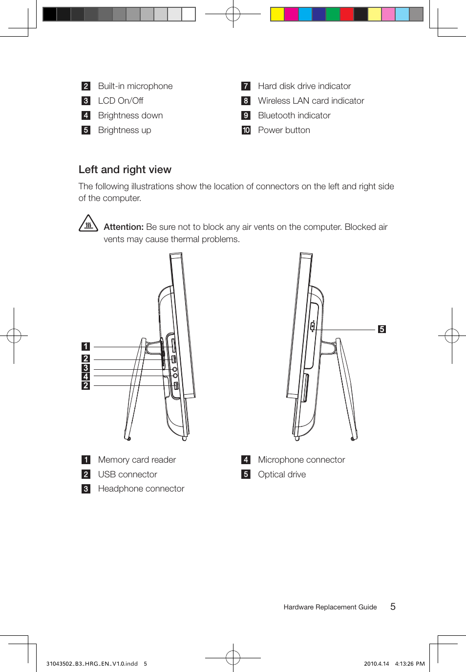 Left and right view | Lenovo IdeaCentre B305 User Manual | Page 8 / 23