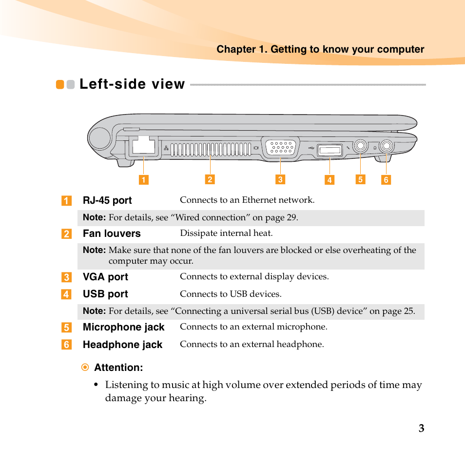 Left-side view | Lenovo IdeaPad S10-2 User Manual | Page 18 / 140