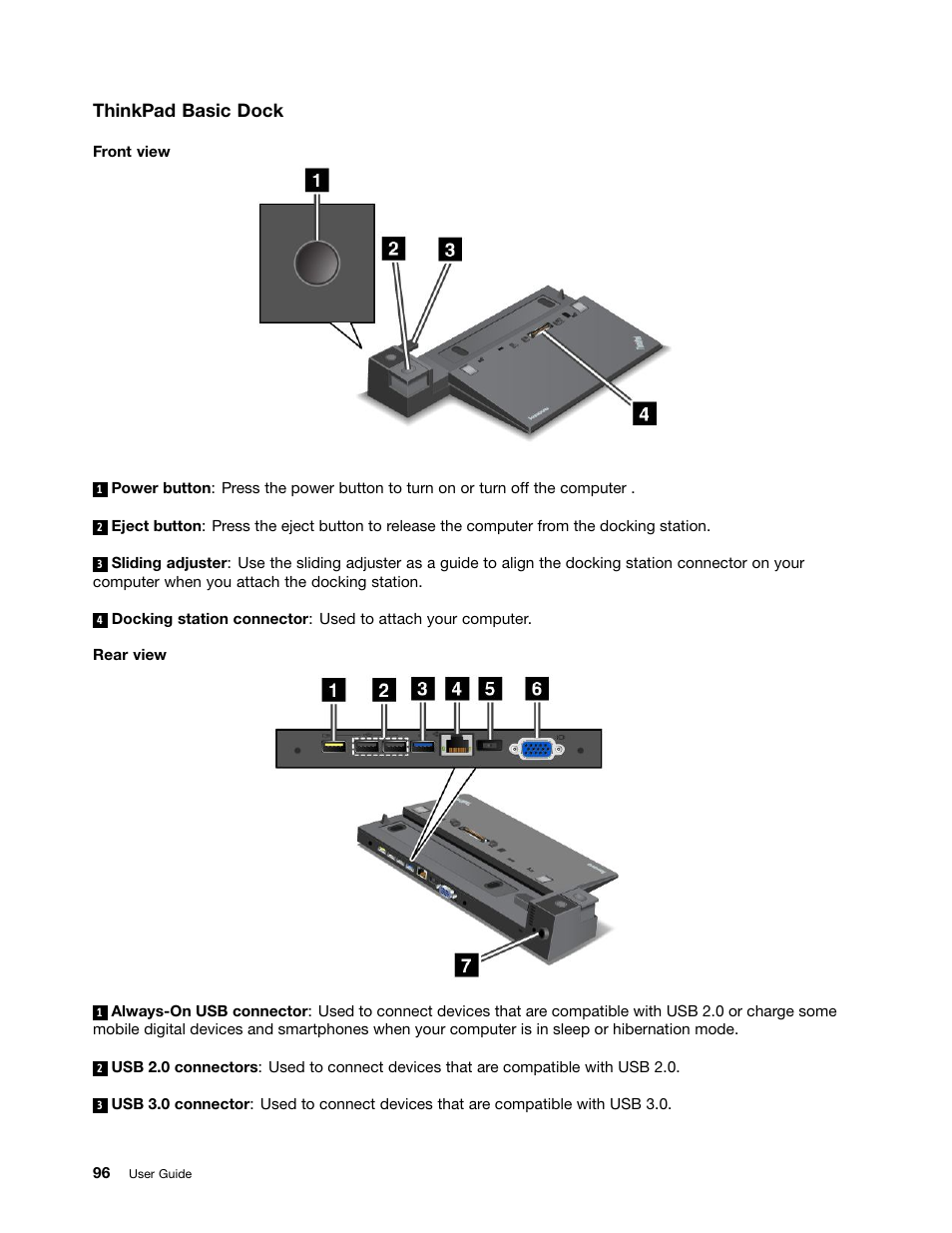 Thinkpad basic dock | Lenovo ThinkPad T540p User Manual | Page 112 / 186