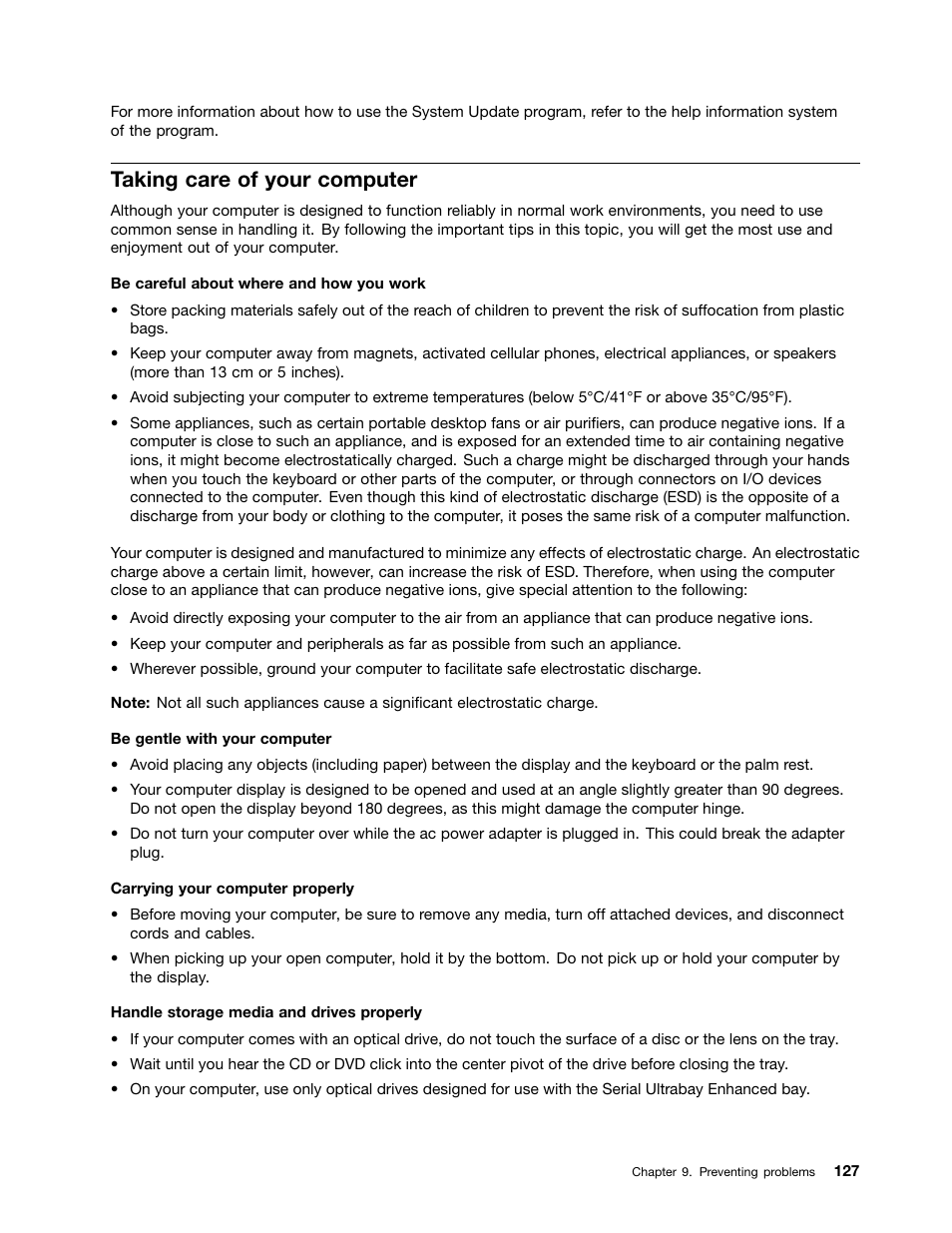 Taking care of your computer | Lenovo ThinkPad T540p User Manual | Page 143 / 186