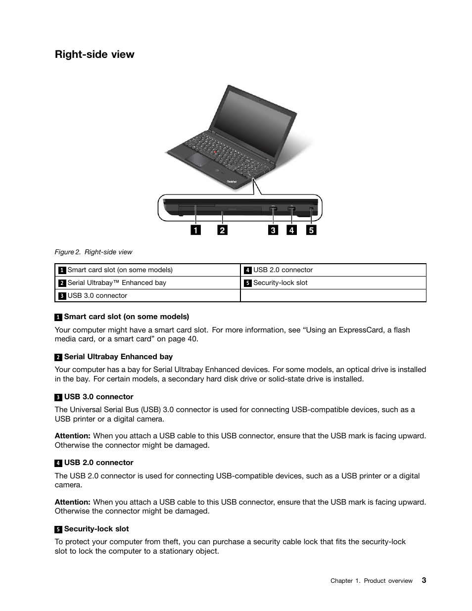 Right-side view | Lenovo ThinkPad T540p User Manual | Page 19 / 186