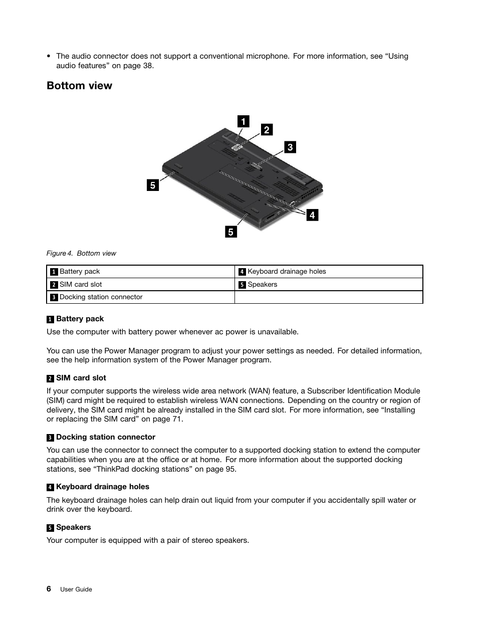 Bottom view | Lenovo ThinkPad T540p User Manual | Page 22 / 186